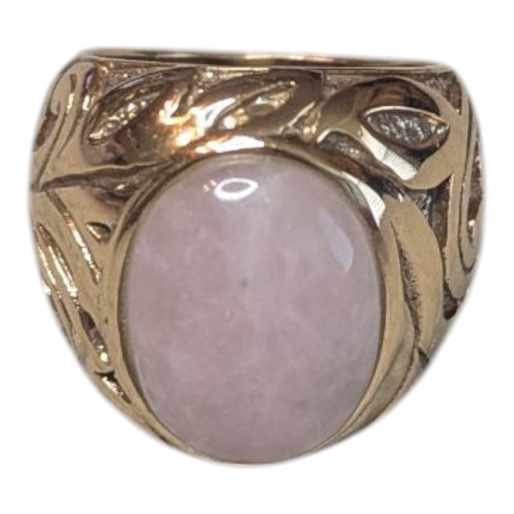 VTG SX Sally C Treasures Milky Rose Quartz Gold Tone Statement Ring Women's 7 - Picture 5 of 14